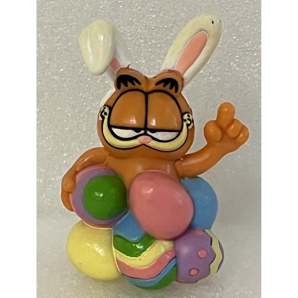 Garfield Easter Bunny Ears & Eggs 1980's PVC Collectible Figurine